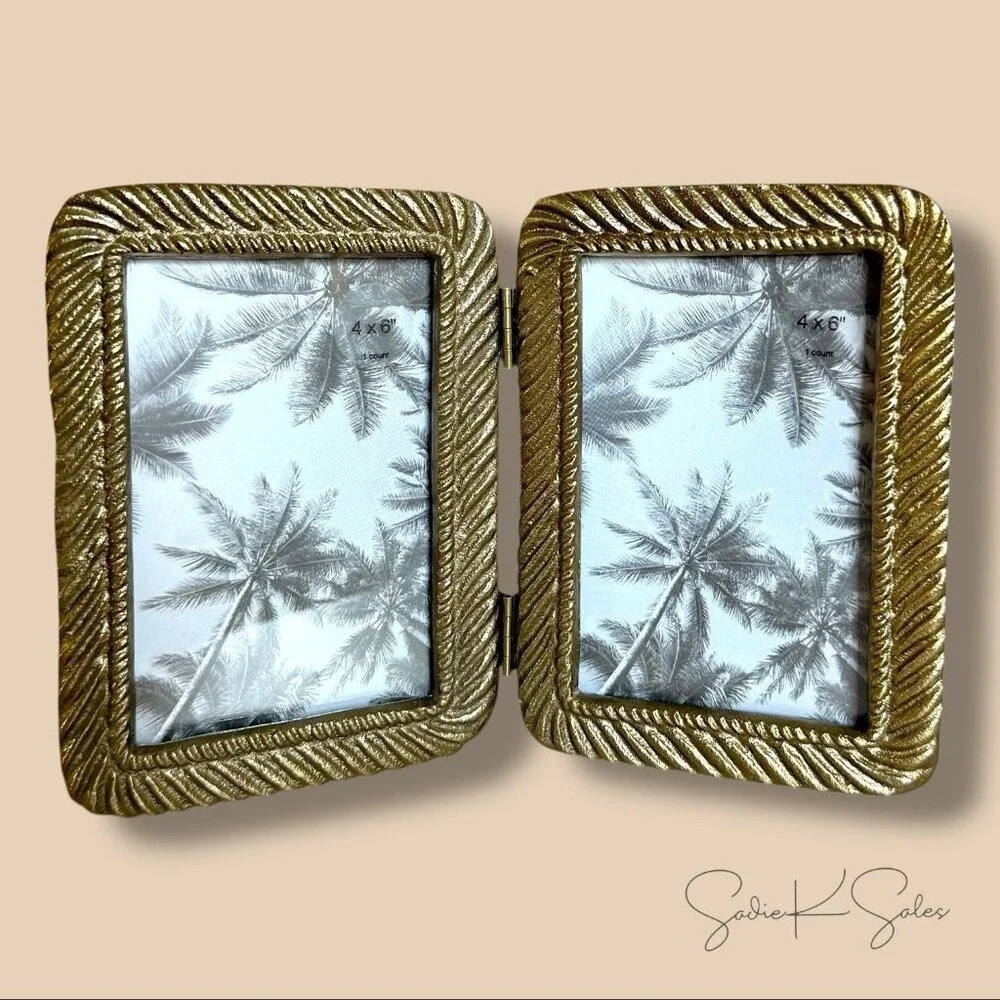 4x6 Metal‎ Rope Folding Picture Frame Brass - Threshold Studio McGee, Target